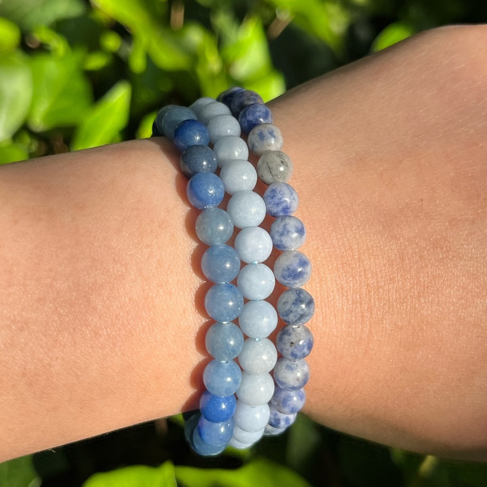 Dainty 6mm blue Aventurine,‎ Angelite, sodalite bracelets